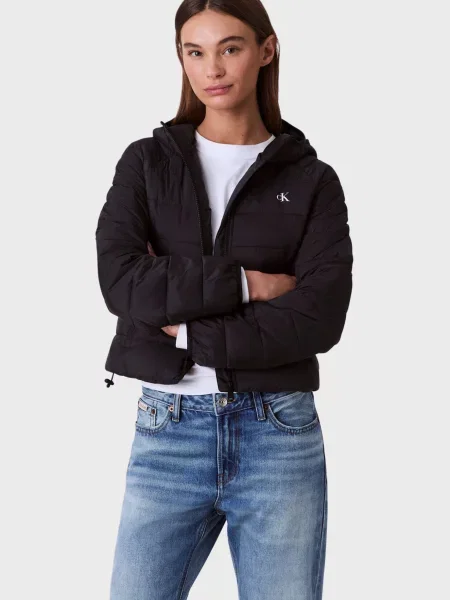 Стьобана джинсова куртка Calvin Klein Jeans чорна