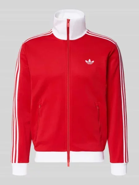 Bluza rozpinana o kroju regular fit ze stójką model ‘Classic’ Adidas Originals czerwona