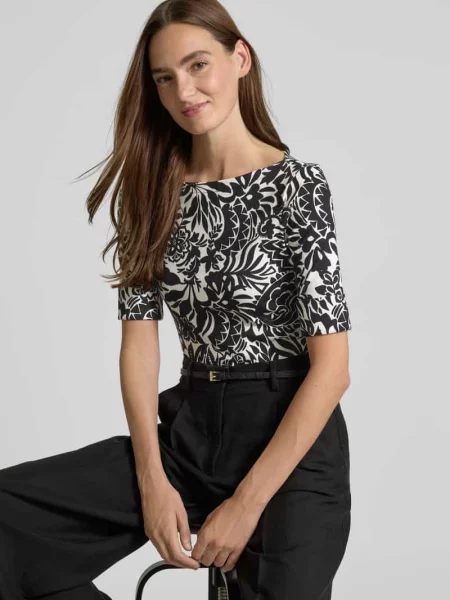 T-shirt z dekoltem w łódkę model ‘JUDY’ Lauren Ralph Lauren biała