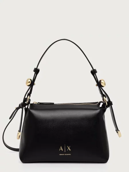 Lniana torebka Armani Exchange czarna