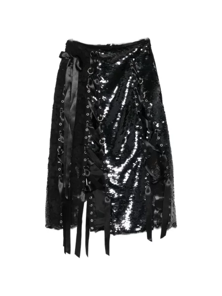 Fustă midi Simone Rocha cu paiete din dantelă negru