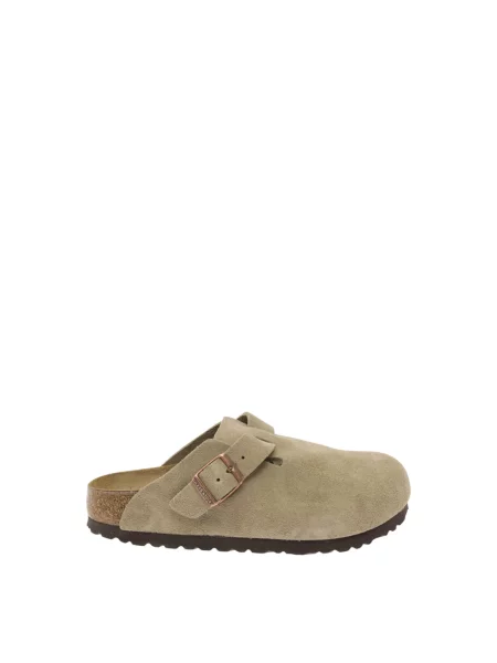 Klapki Birkenstock zamszowe beżowe