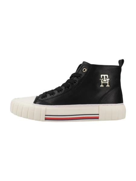 Fűzős csipkés sneaker Tommy Hilfiger fekete