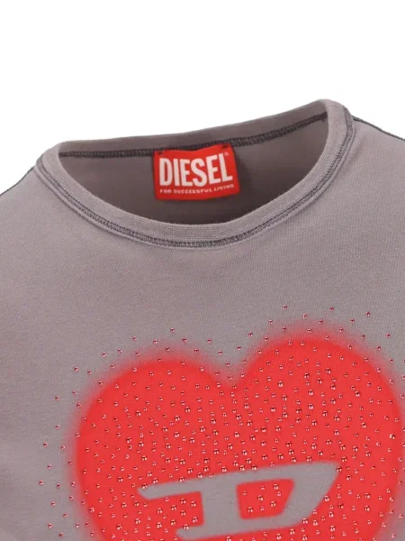 Къс тениска Diesel с принт сиво