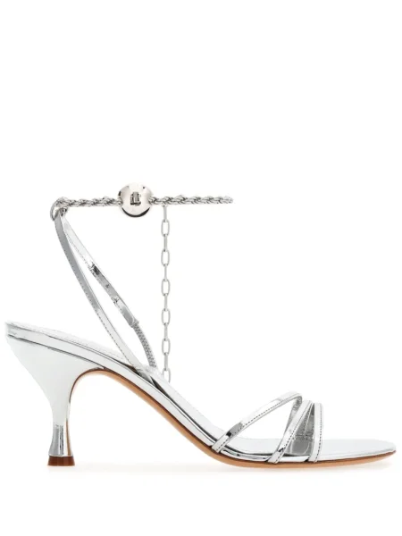 Sandale Ferragamo din piele de lac argintiu