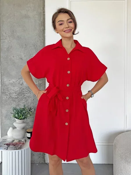 Сукня міні INNOE віскоза/поліестер червоний