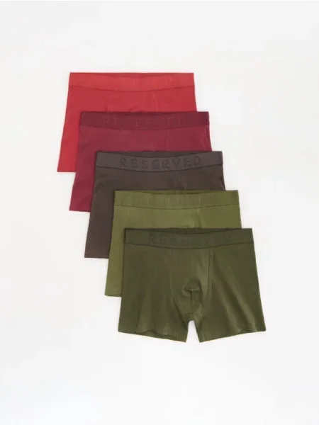 Reserved Set de 5 perechi de boxeri long verde-oliv verde