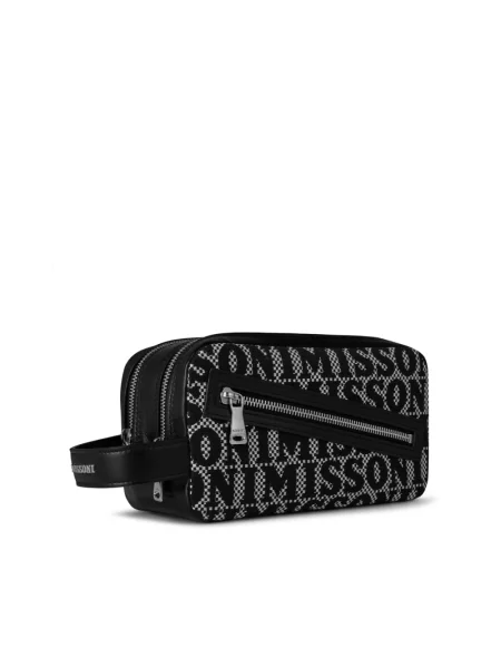 Kopertówka Missoni skórzana z logo czarna