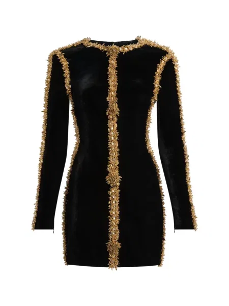 Rochie Balmain cu broderie de catifea negru