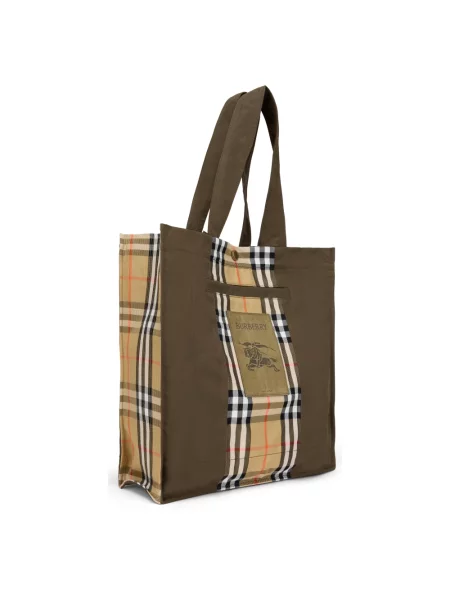Trencz Burberry skórzany w kratę zielony