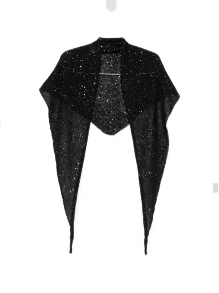 Fular Nude cu paiete de mohair negru