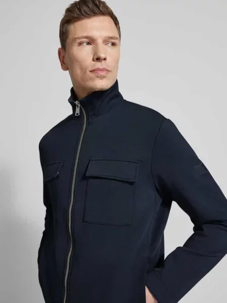 Bluza rozpinana o kroju regular fit z mieszanki bawełny Marc O'polo granatowa