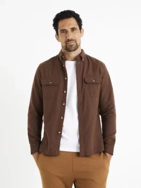 Фланелена риза Celio кафяво