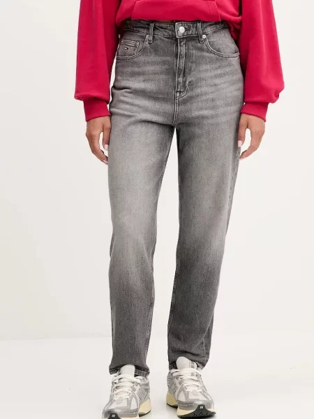 Дънки Tommy Jeans с висока талия сиво