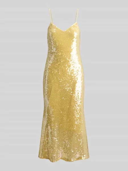 Sukienka koktajlowa z cekinami Lauren Ralph Lauren żółta