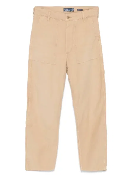 Haftowane satynowe spodnie Polo Ralph Lauren do kolan czarne