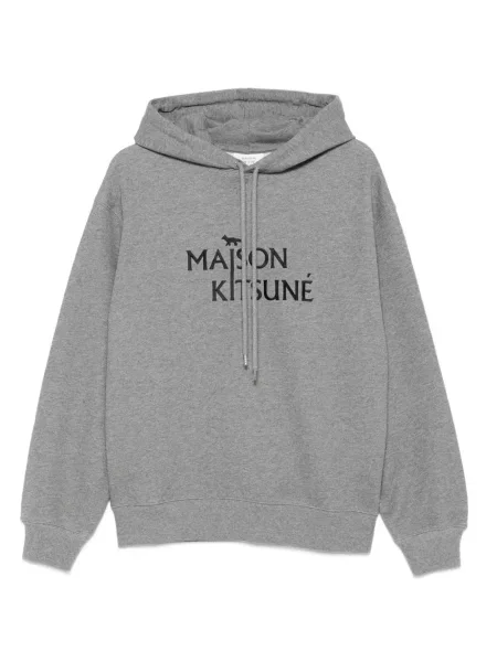 Hanorac cu glugă Maison Kitsune cu broderie gri