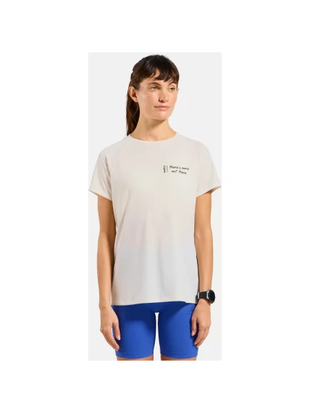 Koszulka z krótkim rękawem ODLO T-shirt crew neck s/s ESSENTIAL PRINT beżowa
