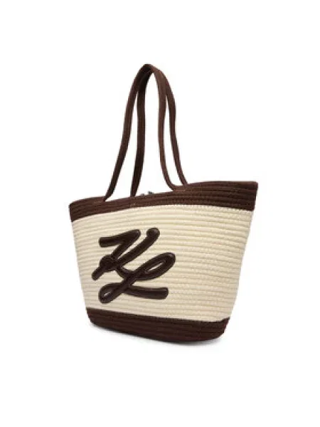 Karl Lagerfeld Torba za na plažo slonovina / temno rjava črna