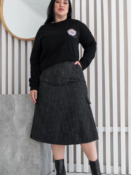 Спідниця міді RiMari графіт бавовна/поліестер
