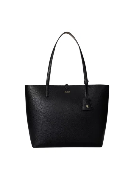 Torba shopper z materiału skóropodobnego Lauren Ralph Lauren czarna