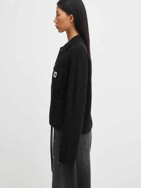 Carhartt WIP cardigan din amestec de lână W Michigan Sweater călduros negru