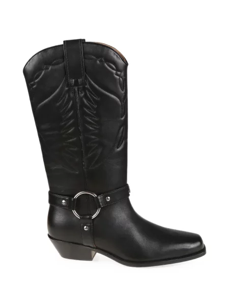Botine Patrizia Pepe cu broderie din piele negru
