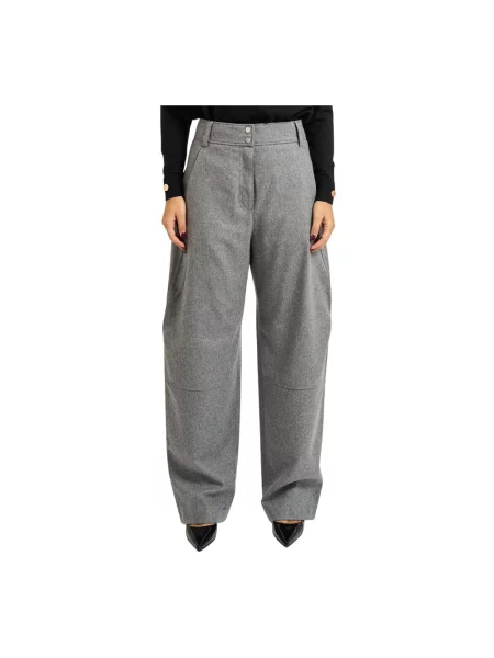 BOSS spodnie z dodatkiem wełny fason chinos high waist szary