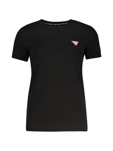 Тениска Guess с автограф черно