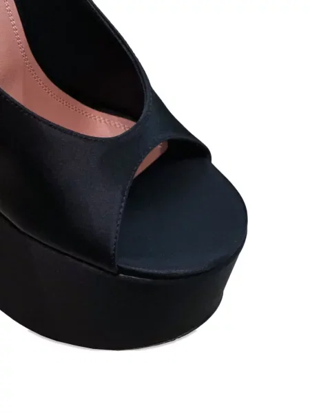 Pantofi cu toc Amina Muaddi din satin cu platformă negru