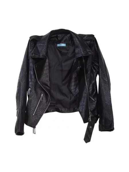 Kurtka skórzana Tooche z nadrukiem czarna