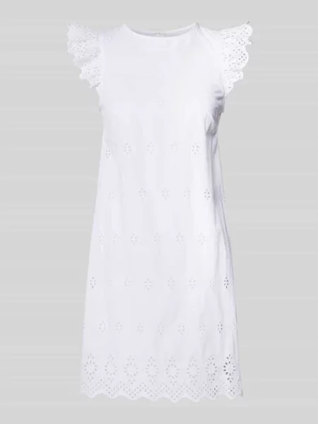 Sukienka mini rozkloszowana z ażurową koronką model ‘LOU’ Only biała