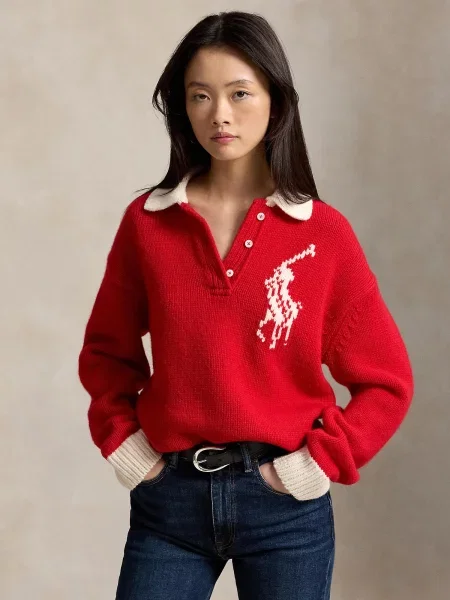 Polo Ralph Lauren Sveter / biela červená