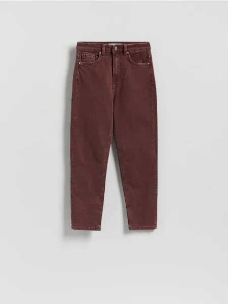 Reserved Jeansy mom fit brązowy