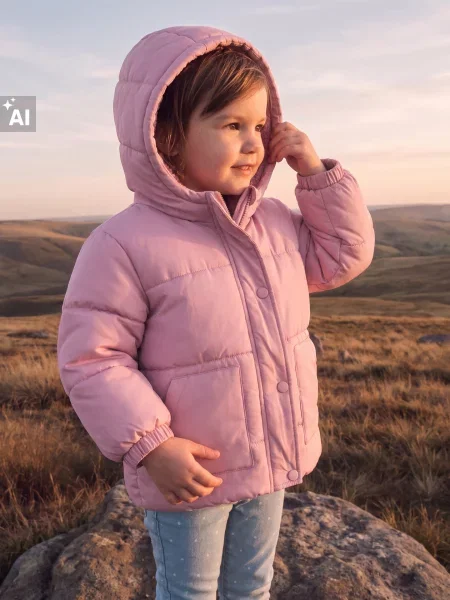 Sinsay Prošívaná puffer bunda s kapucí světle fialová