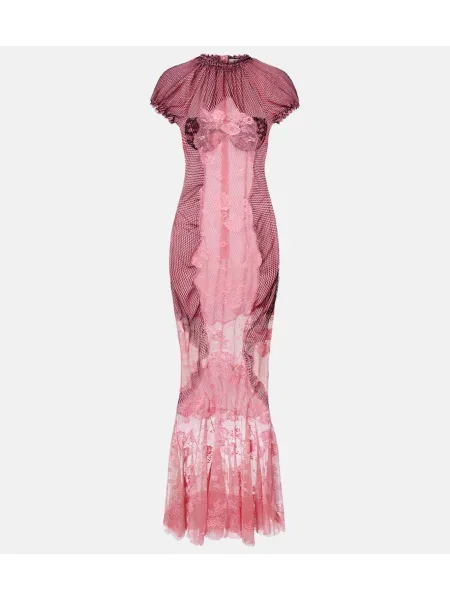 Rochie maxi The Attico plasă roz