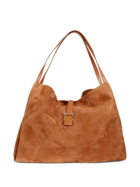 Geantă shopper Ferragamo din piele de căprioară maro