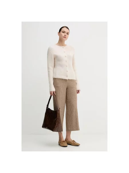 United Colors of Benetton spodnie beżowy fason culottes high waist brązowe