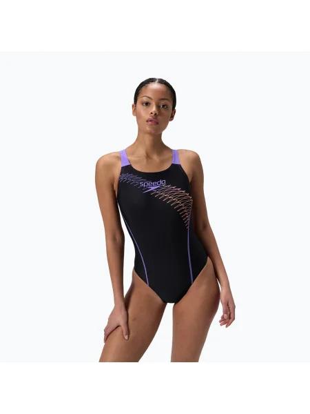 Цял бански костюм Speedo Medley Logo Medalist bright peach черно