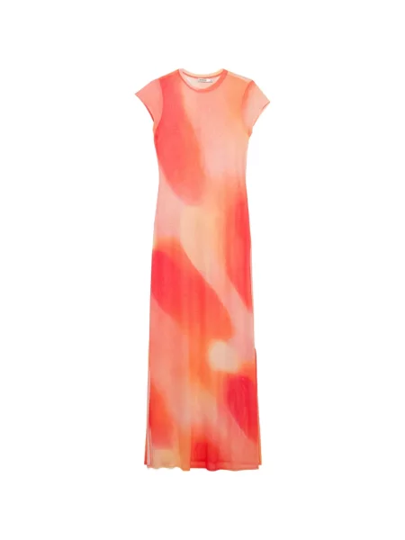 Rochie maxi Simkhai cu imagine cu imprimeu abstract plasă portocaliu