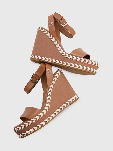 Шкіряні Босоніжки Tommy Hilfiger коричневий