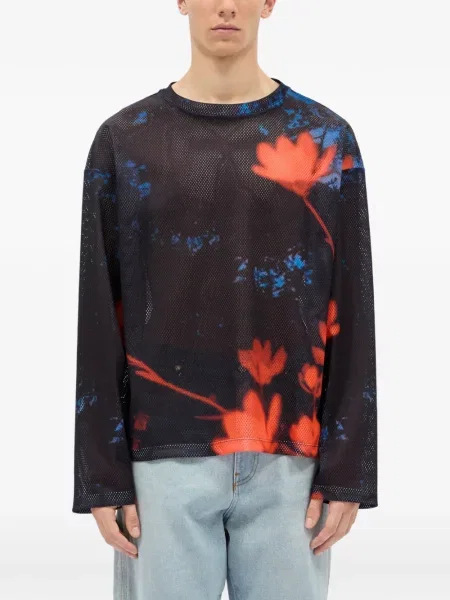 Тениска Msgm на цветя черно