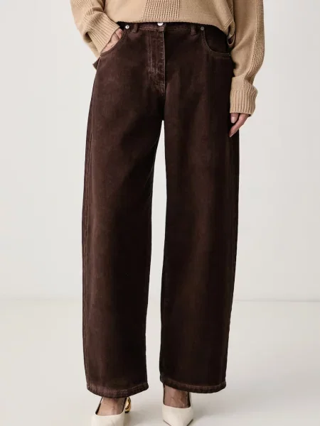 Haveone jeansy wide leg brązowe