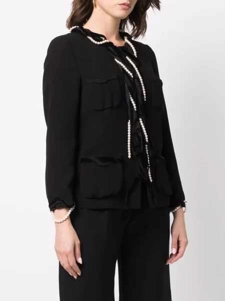 Jednořadá bunda Moschino Pre-owned s perlami černá