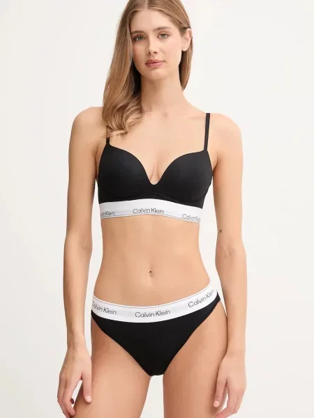 Calvin Klein Underwear podprsenka plunge s bavlnou černá