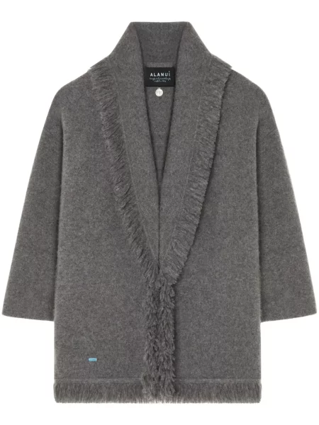 Cardigan Alanui cu franjuri din cașmir gri