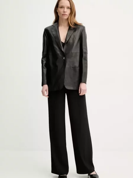 AERON marynarka skórzana MERCEDES jednorzędowa gładka czarny