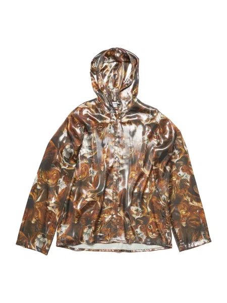Kurtka Acne Studios z nadrukiem brązowa