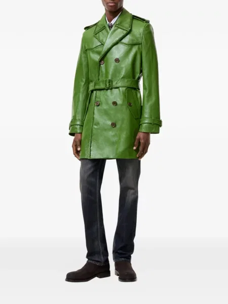 Trenci Burberry din piele verde