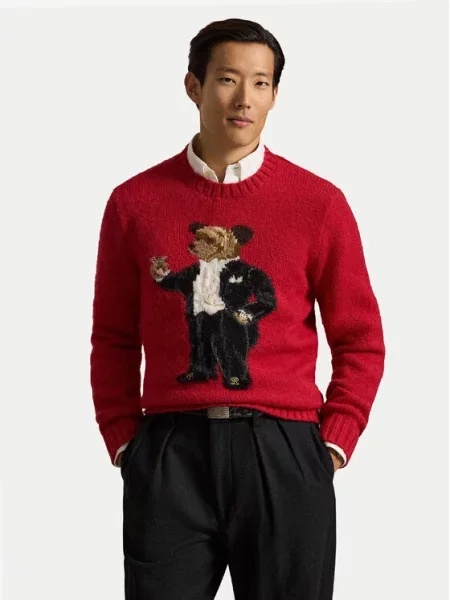 Polo Ralph Lauren Pulover smeđa crna / bijela crvena